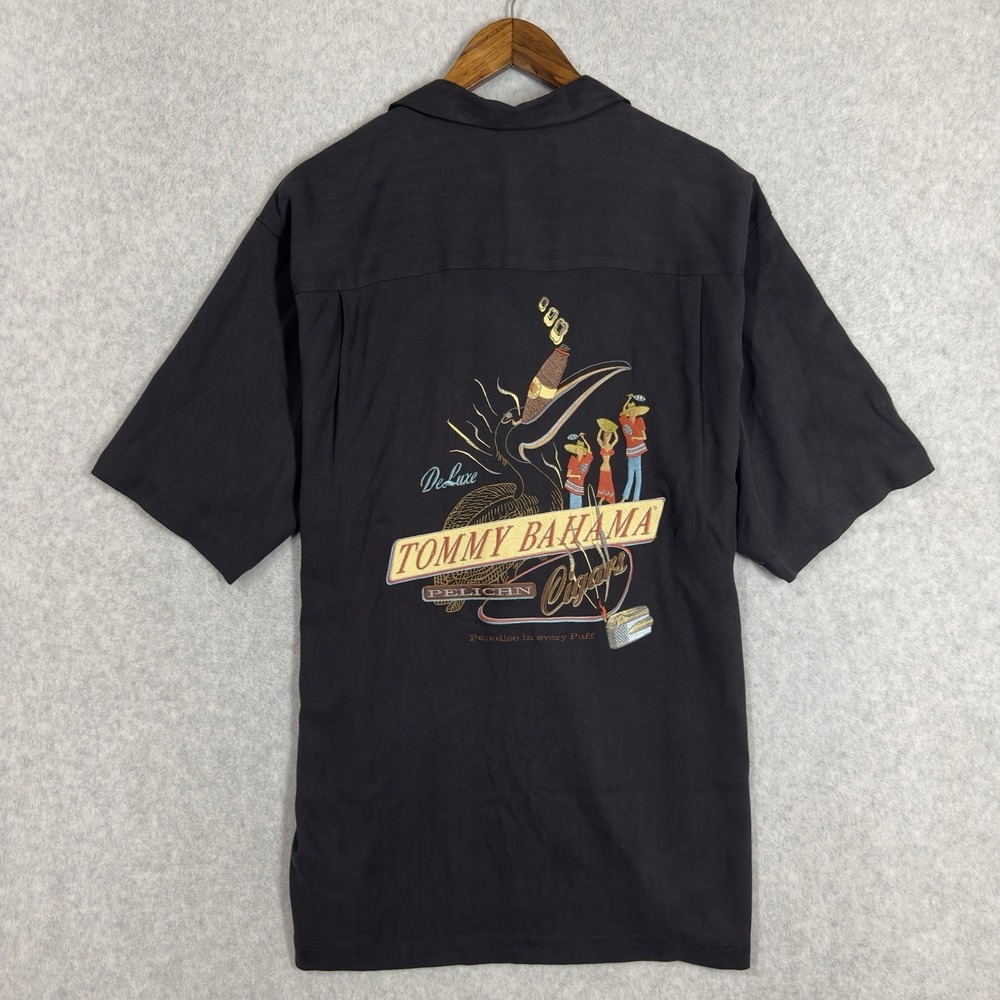 Tommy Bahama Black Short Sleeve Button-Down Shirt with Graphic Back